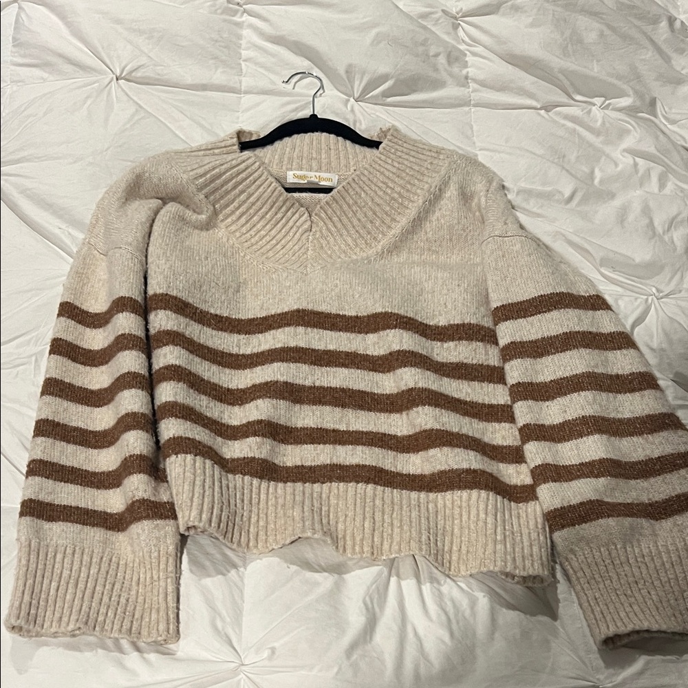 Striped Beige and Brown Women's Sweater